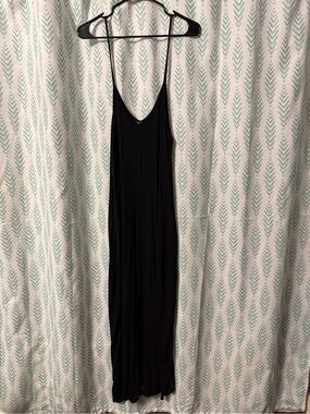 Women’s Black Maxi Slip Dress with Thin Straps